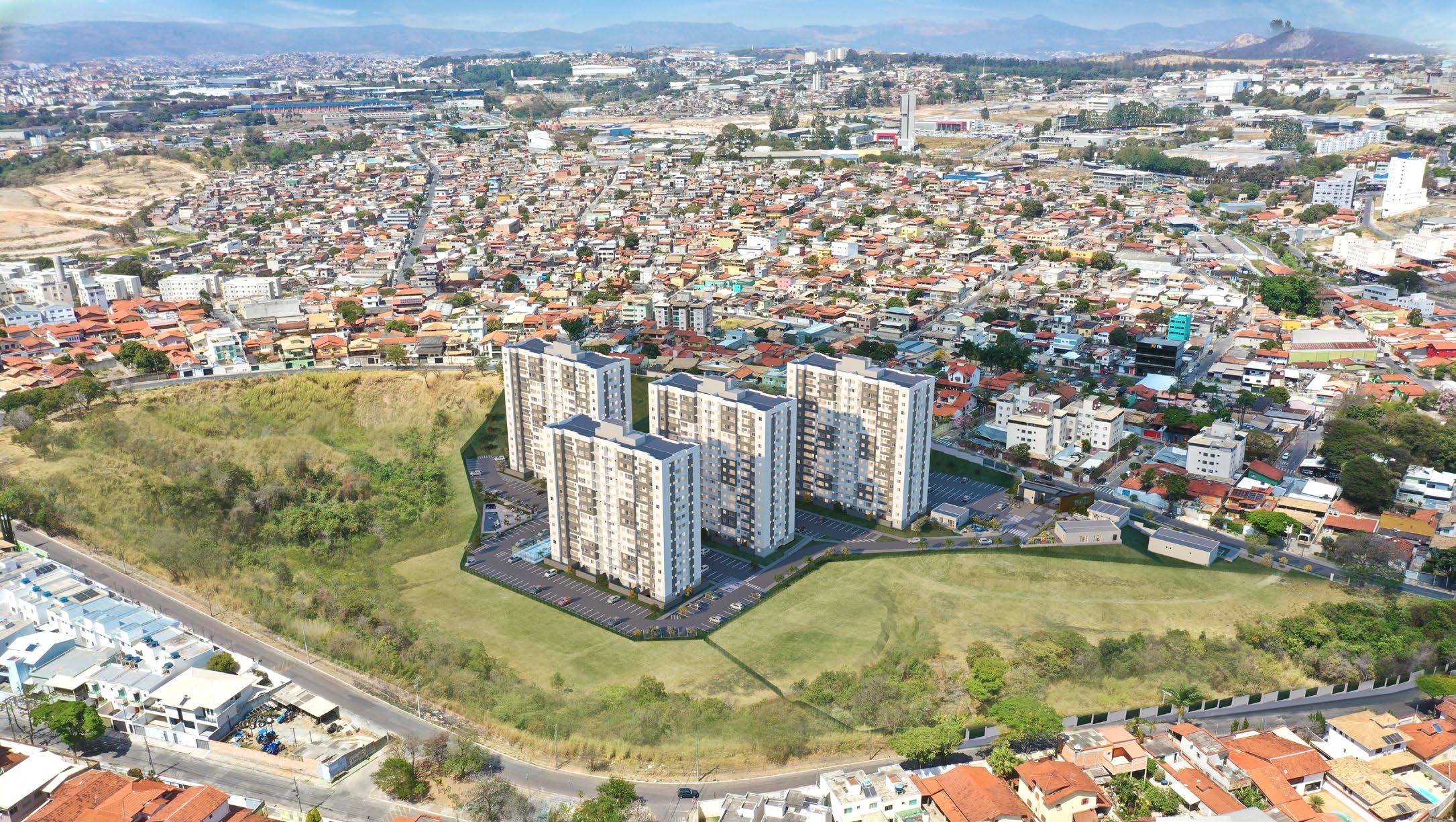 Vista da fachada do Arbore em Contagem